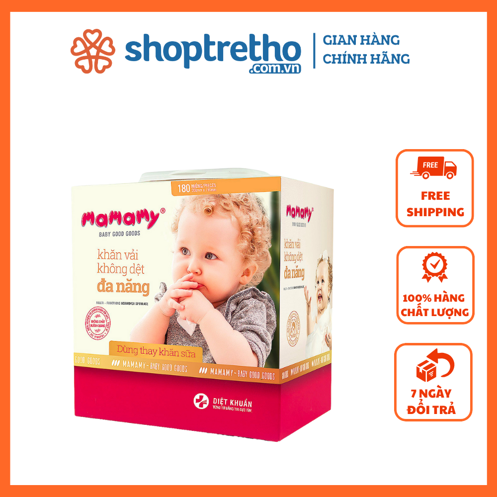 Khăn Khô Đa Năng Diệt Khuẩn Tia Cực Tím Mamamy 180 Tờ: Thay Khăn Sữa, An Toàn Cho Bé Shop Trẻ Thơ