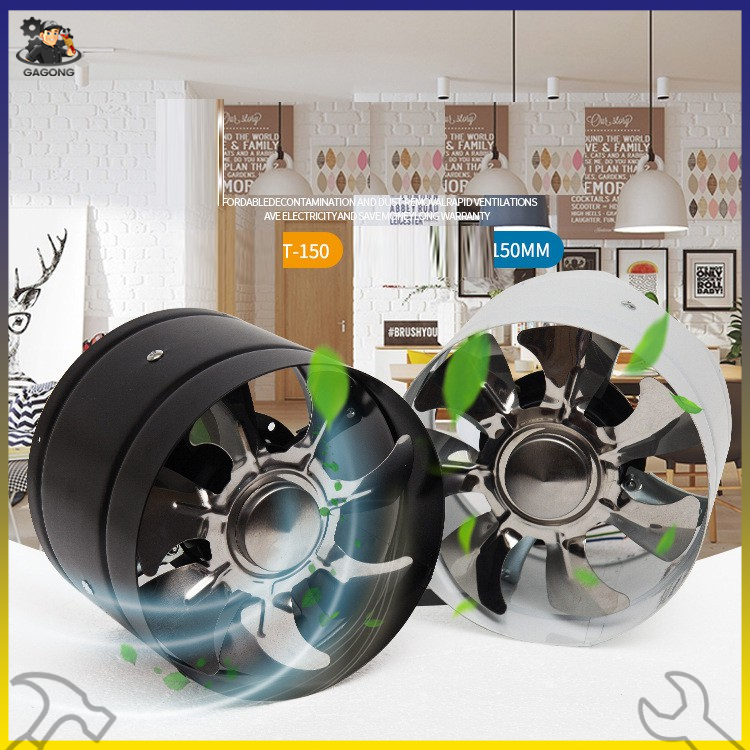 Quạt thông gió đường ống chất liệu thép 100mm, 150mm, 200mm