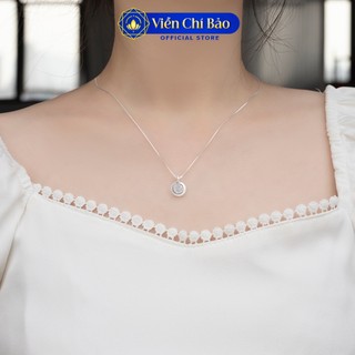 Dây chuyền bạc nữ mặt tròn đính đá trắng nhỏ bạc 925 - Viễn Chí Bảo D400485x
