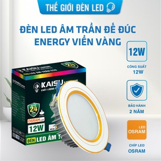 Đèn led âm trần 3 màu Energy cao cấp đế dập 5W 7W 9W 12W viền vàng siêu tiết kiệm điện ánh sáng chống lóa KAISULIGHITING