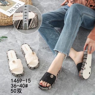 Dép quai ngang đế bánh mỳ đế kẻ hoa đính kèm stick 🔥B 🔥 MSP1469-15