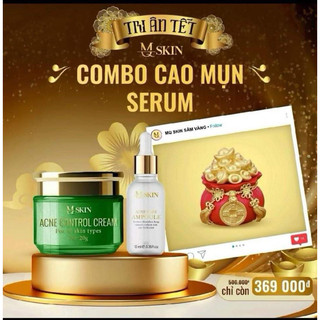 Combo cao mụn serum mụn sâm vàng mqskin tri ân tết tặng một hủ vàng thần tài
