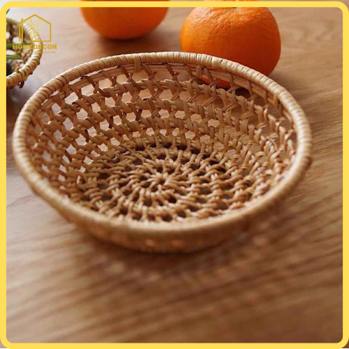 Rổ mây tròn đan thưa, khay mây đựng đồ, decor trang trí mây tre đan tự niên | Homedecor