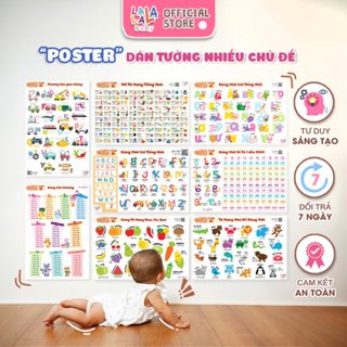  Bảng chữ cái tiếng việt cửu chương poster dán tường đồ chơi giáo dục sớm Lalala baby kích thước 40x60cm