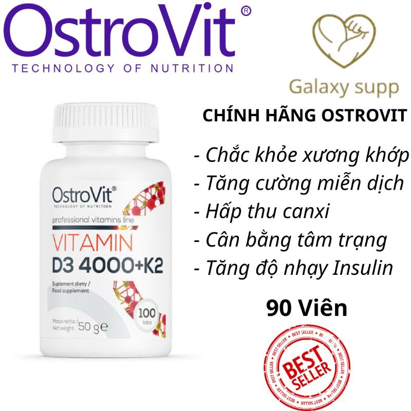 Ostrovit Omega D3 4000 + K2 Chắc Khỏe Xương Khớp 100 Viên