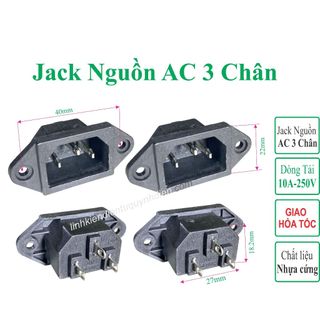 jack nguồn AC 3 chân ổ cắm nguồn AC 10A 250V Combo 50 Cái - linh kiện điện tử QUỲNH DIỄN