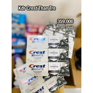 Lốc 3 cây kem đánh răng than hoạt tính của Mỹ Crest 3D White Charcoal 116g