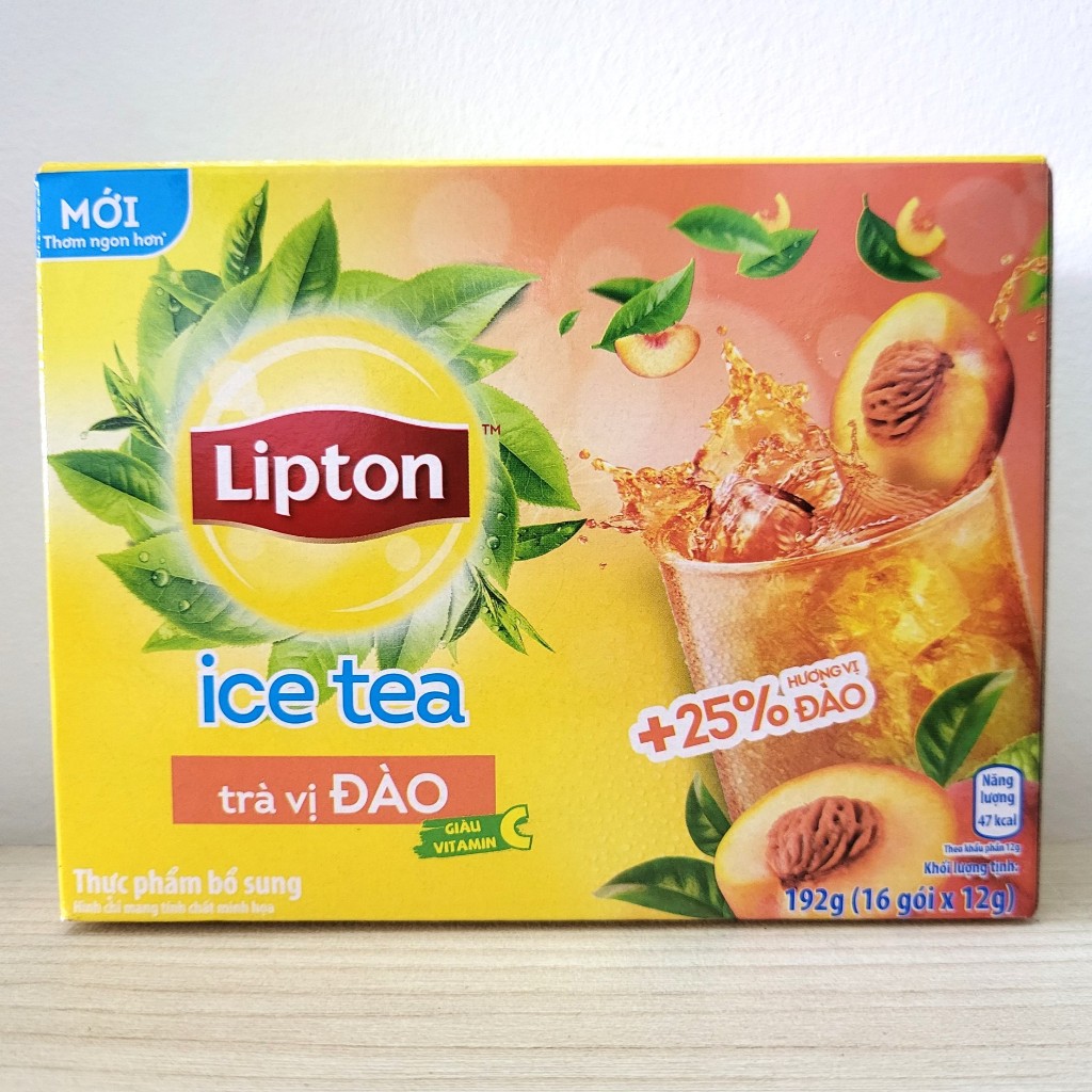 LIPTON (hộp ĐÀO 192g) TRÀ ĐÀO HÒA TAN 3 in 1 Peach Ice Tea
