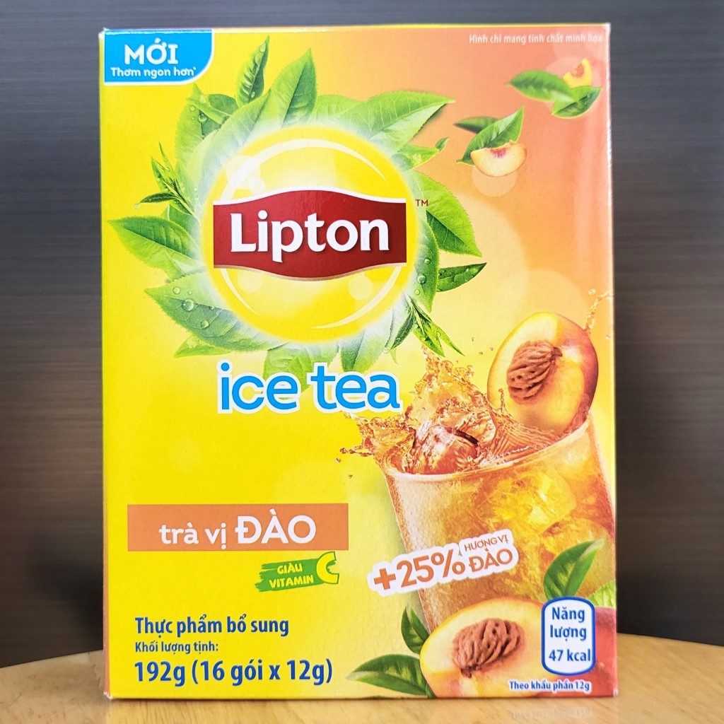 LIPTON - hộp ĐÀO 192g - TRÀ ĐÀO HÒA TAN / 3 in 1 Peach Ice Tea