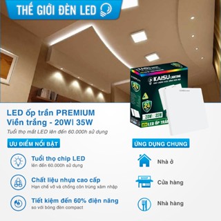 Đèn led ốp trần vuông viền trắng nổi phòng khách ban công phòng ngủ 25W