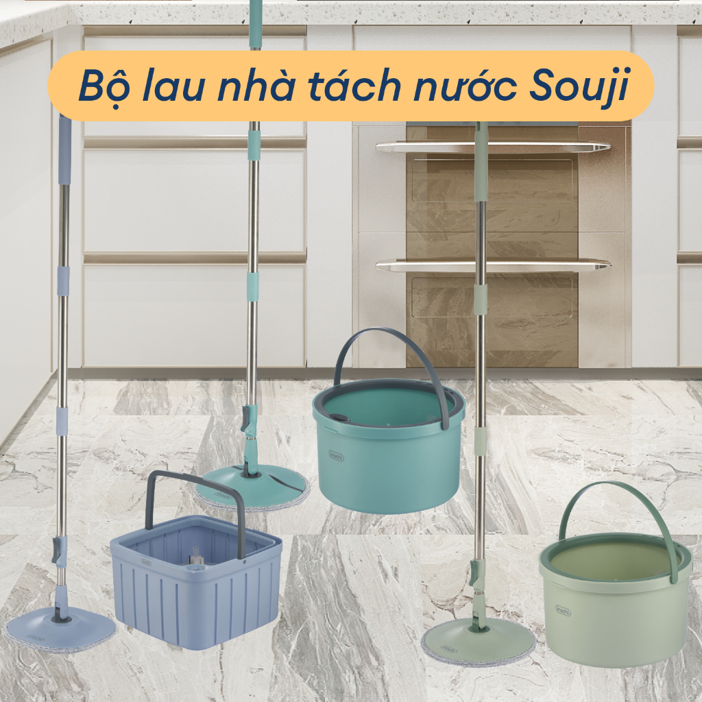 Bộ Cây Lau Nhà Tách Nước Souji Inochi Tách Nước Sạch, Vắt Khô Ráo, Lau Sạch Sẽ, Đa Năng, Tiện Lợi