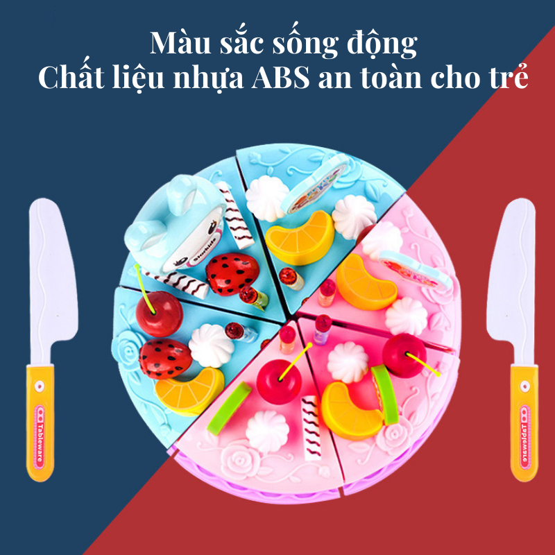 Đồ chơi cắt bánh sinh nhật 37 chi tiết, cắt bánh pizza,  bộ đồ chơi nấu ăn nhà bếp cho bé, quà tặng sinh nhật cho bé