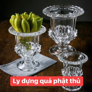 Ly thuỷ tinh đựng quả phật thủ thắp hương, ly cắm hoa độc lạ cao 15cmx rộng 9cm