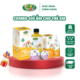 Combo Sáp giữ ấm, nước cốt gừng ngâm tắm, dầu massage Pozo giúp giữ ấm toàn diện cho trẻ