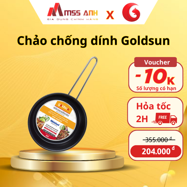 Chảo chống dính Goldsun GPA1401-20IH bếp từ 3 lớp, Chảo inox chống dính, dùng cho nhiều loại bếp - hàng chính hãng