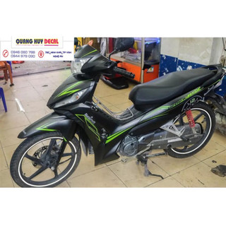 Tem trùm xe wave RSX đen chỉ xanh - Độ dán team trùm decal xe máy wave RSX đen chỉ xanh - Team trùm decal xe máy wave rẻ