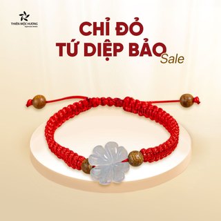 Vòng tay trầm hương chỉ đỏ may mắn Tứ Diệp Bảo - Thiên Mộc Hương - Thành công ,hạnh phúc