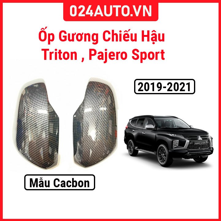 Ốp gương chiếu hậu Triton 2019-2021,Pajero Sport 2019-2021 vân cacbon