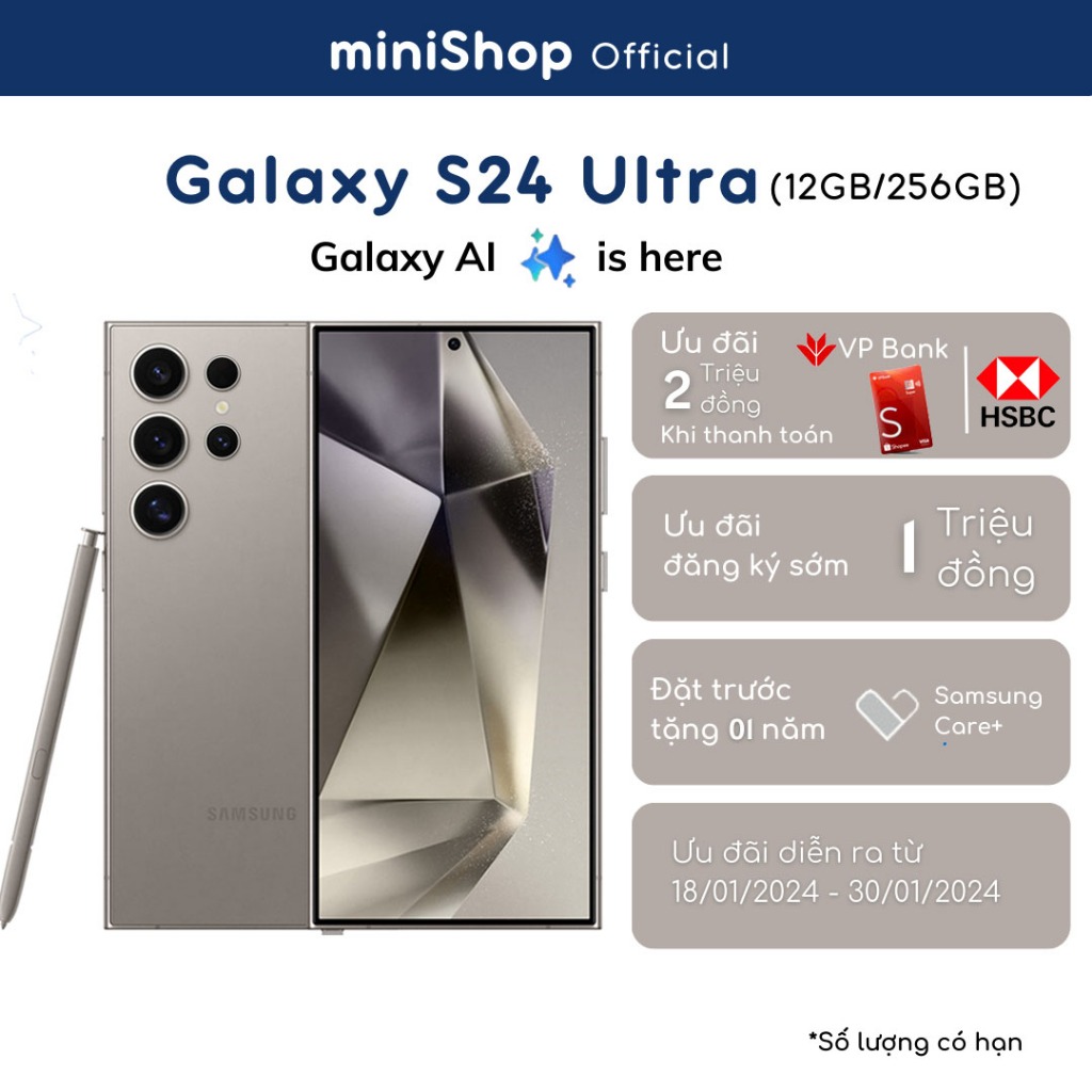 Điện thoại Samsung Galaxy S24 Ultra (12GB/256GB) - Hàng Chính Hãng