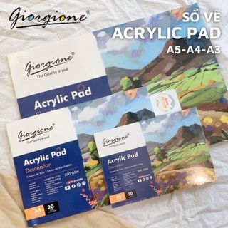 Sổ vẽ acrylic giorgione - giấy vẽ màu acrylic pad a5/a4/a3-200gsm