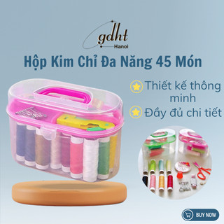 Bộ kim chỉ đa năng 45 chi tiết, bộ dụng cụ may vá thiết kế thông minh nhỏ gọn dễ mang theo, bộ kim chỉ khâu nhiều màu