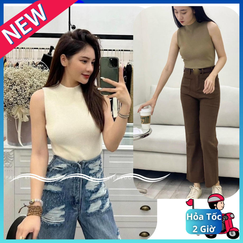 SH22 Áo ba lỗ Quảng Châu F1 cổ lọ 3 phân, áo kiểu sát nách dáng ôm Tại HÀ NỘI FASHION