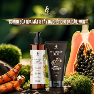 Combo Sữa Rửa Mặt Mela + Tẩy Da Chết Làm Sạch Sâu Ngăn Ngừa Mụn Sáng Mịn Da - ML61
