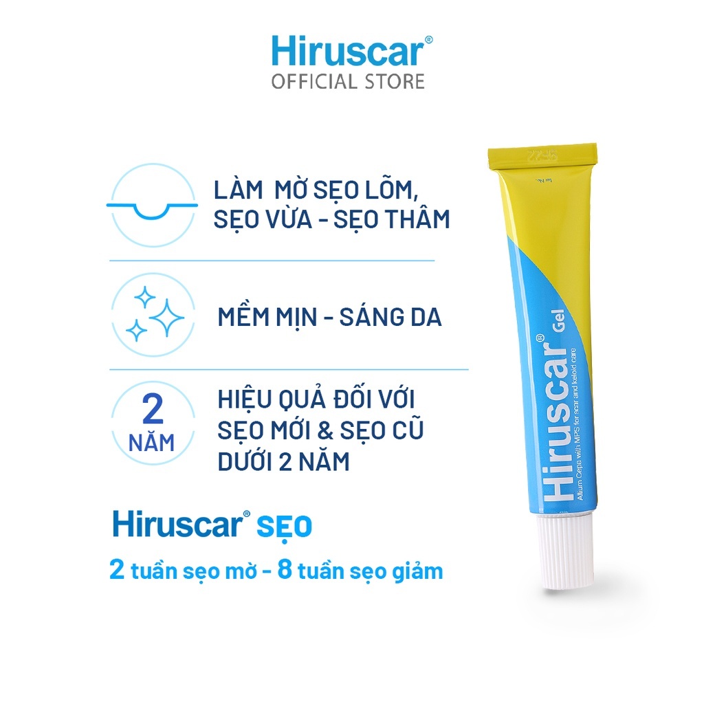 Combo 10 Gel cải thiện sẹo vừa, sẹo lõm, sẹo thâm Hiruscar Gel 20g