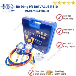 Bộ đồng hồ đo nạp gas đôi r22-r410 chính hãng value , 3 dây dài 1m2