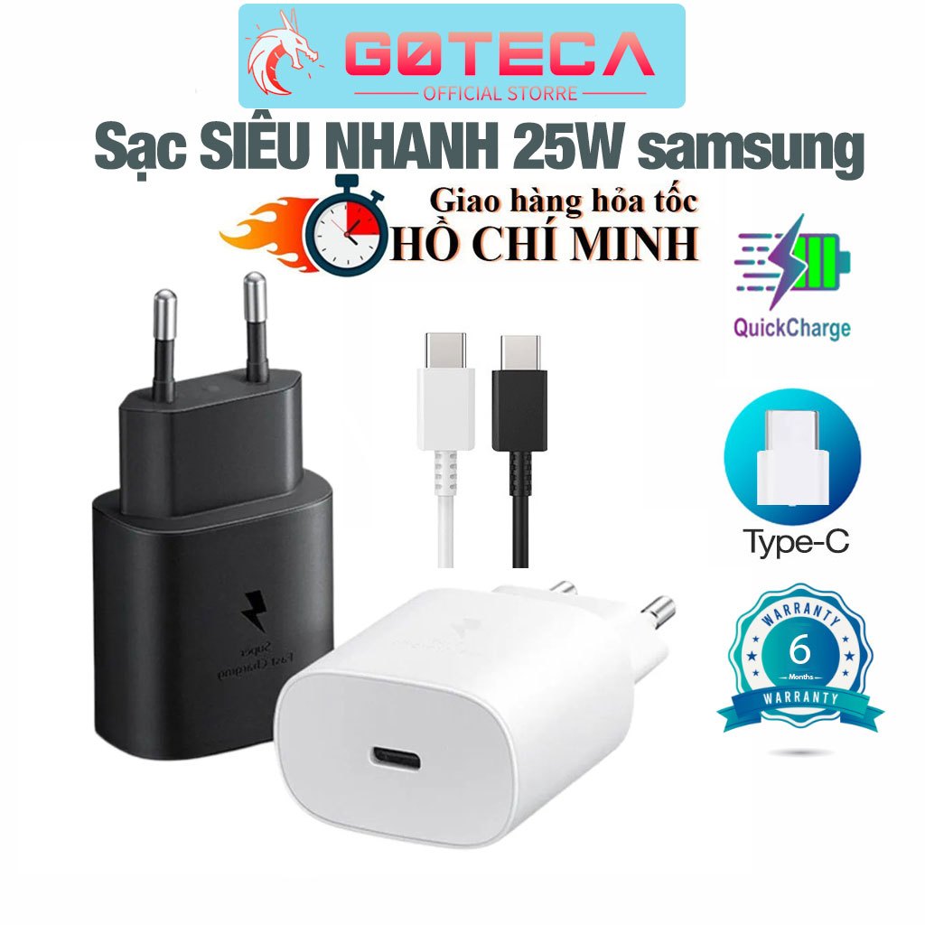 Bộ Sạc Samsung Siêu Nhanh 25w Type C To Type C,Dùng Cho Note 10,Note 10 Plus,S20,S22,S22 Ultra - Goteca