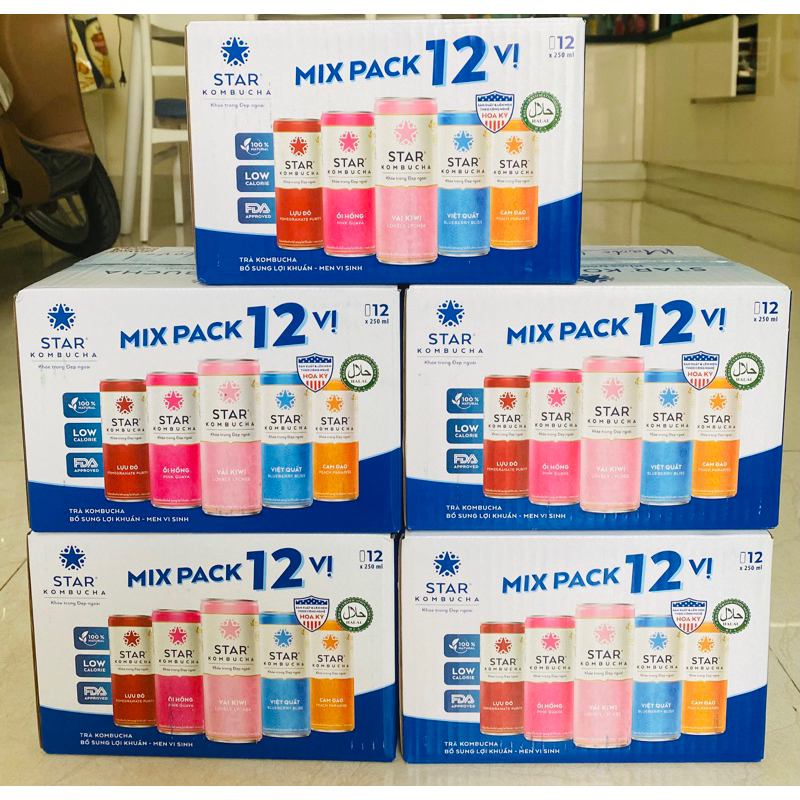 BAO BÌ MỚI 2024 COMBO 2T KOMBUCHA MIX VỊ DATE MỚI T12/2025
