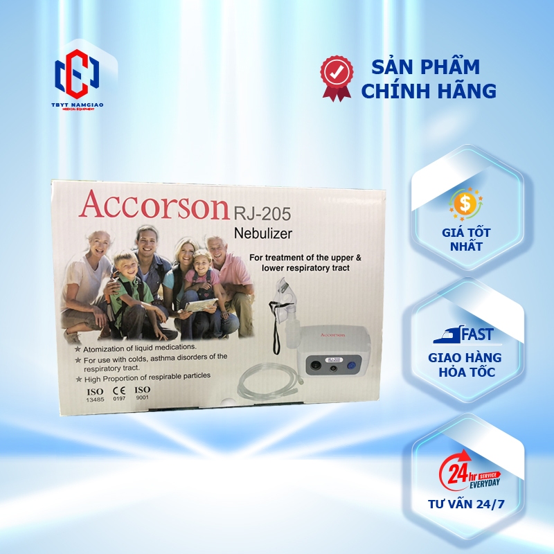 Máy khí dung, máy xông hút mũi 2 trong 1 Accorson Rj205 – Trị viêm phổi, viêm phế quản, viêm xoang