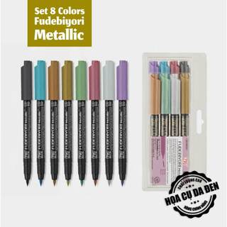 Bộ 8 Màu Bút Brush Kuretake Fudebiyori Metallic