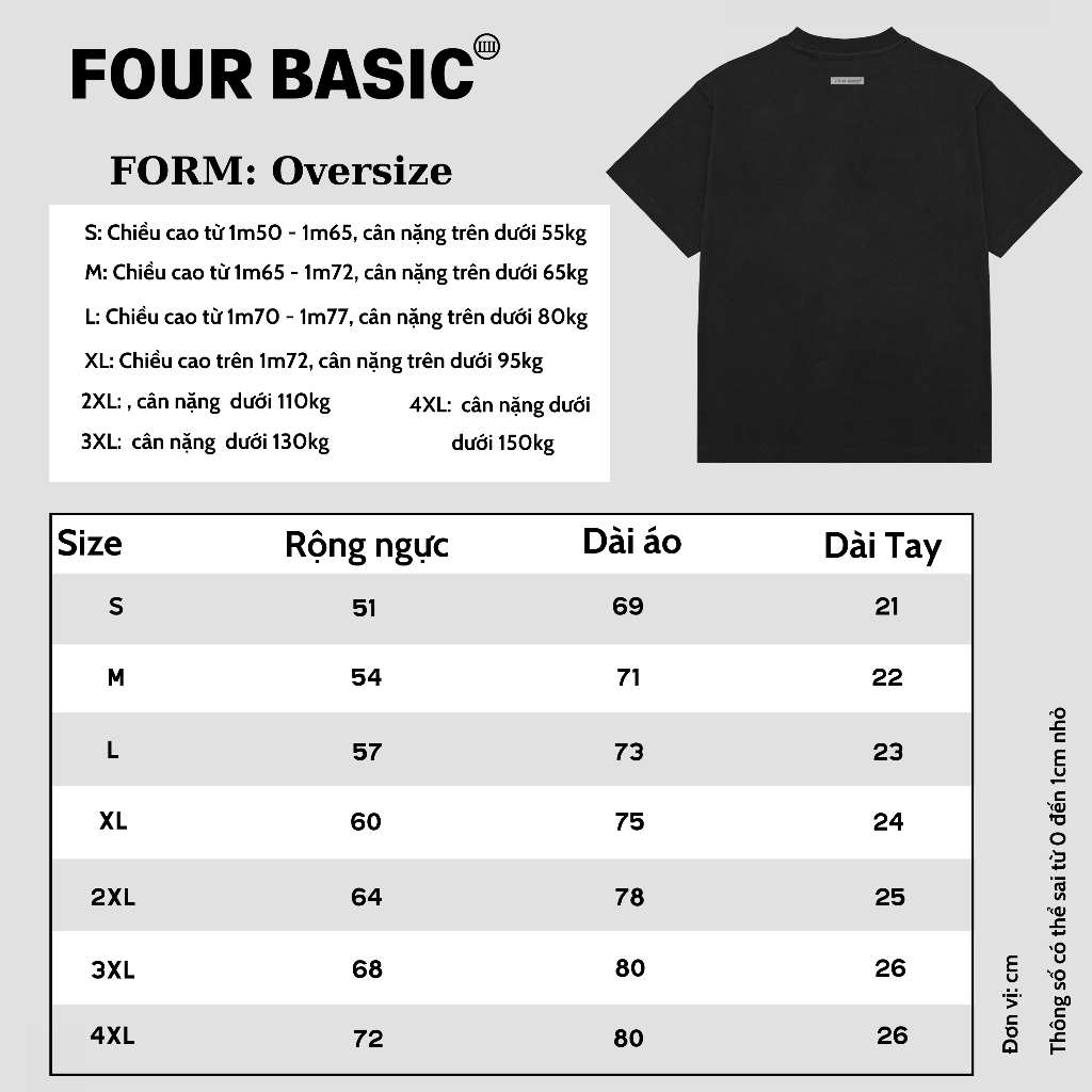 Áo thun Four Basis Pink Heart Fullbox phông Streetwear cổ tròn Nam Nữ 100% Cotton oversize form rộng T60