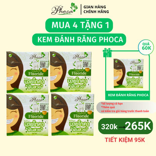 Kem đánh răng thái lan Phoca giúp trắng răng cho người niềng răng, kem đánh răng combo 4 hộp 25gr