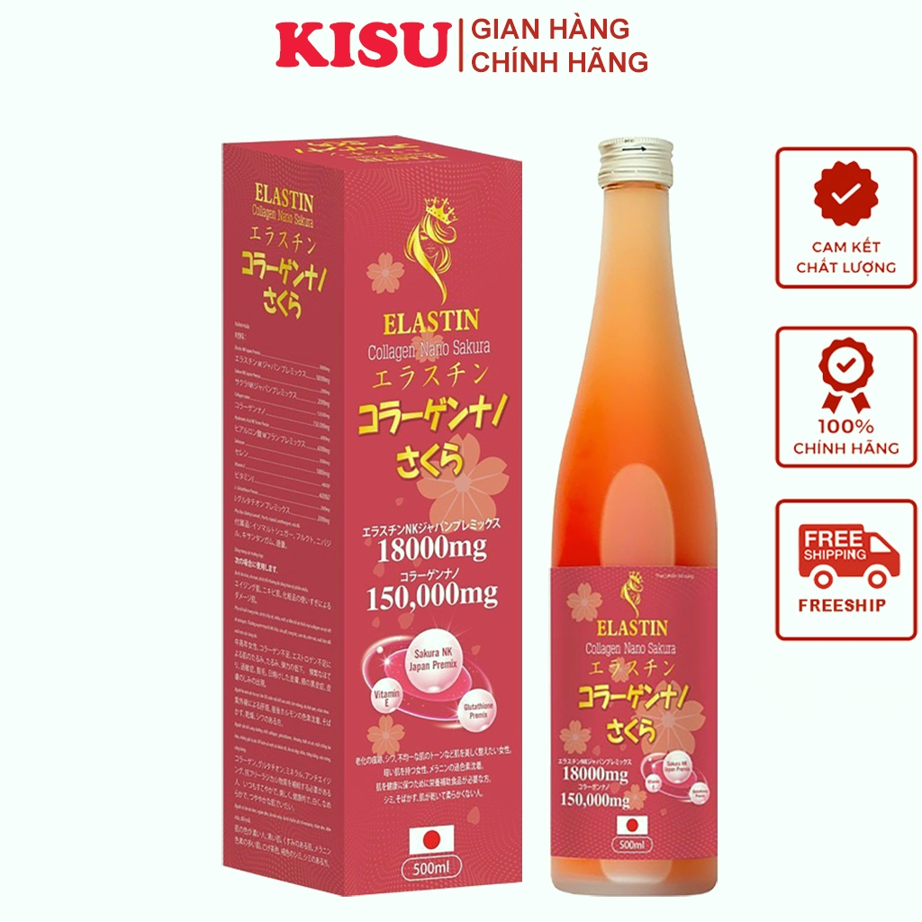 Nước Uống Collagen Trắng Da Hết Nám Tàn Nhang Chính Hãng Nhật Bản - Nước Collagen Trắng Da Nano Sakura 500ml