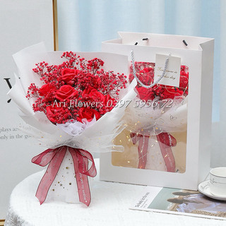 Bó hồng mix hoa baby