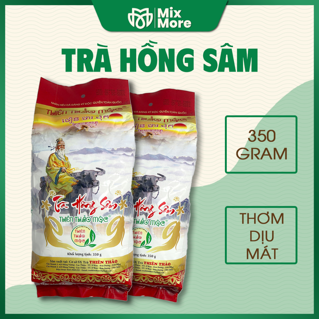 Trà hồng sâm Thiên Thảo Lâm Đồng loại 1 gói 350g pha trà nóng, trà đá ngon Mixmore