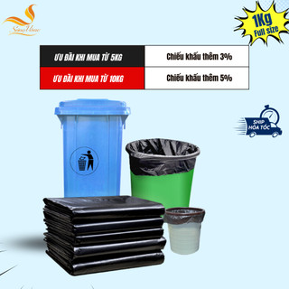 Túi đựng rác đen không quai đủ size, siêu dai, không bục, chịu tải tốt - 1kg