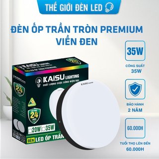 Đèn led ốp trần tròn viền đen nổi phòng khách ban công phòng ngủ 25W 35W tiết kiệm điện bảo hành 2 năm KAISU LIGHTING
