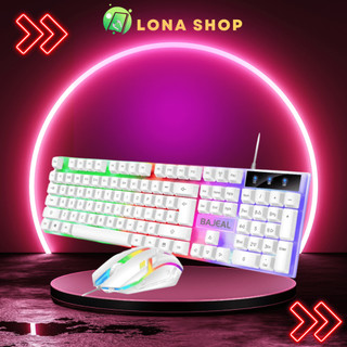 Combo bàn phím + chuột giả cơ T350 gaming led nhiều màu fullsize 104 phím