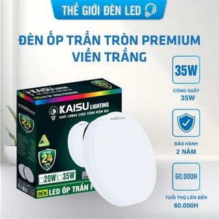 Đèn led ốp trần tròn viền trắng nổi phòng khách ban công phòng ngủ 25W 35W tiết kiệm điện BH 2 năm KAISU LIGHTING