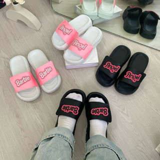 Dép Barbie Angel Nữ quai ngang dán xé êm chân dễ thương đế cao 4cm cao - HỖ TRỢ ĐỔI SIZE
