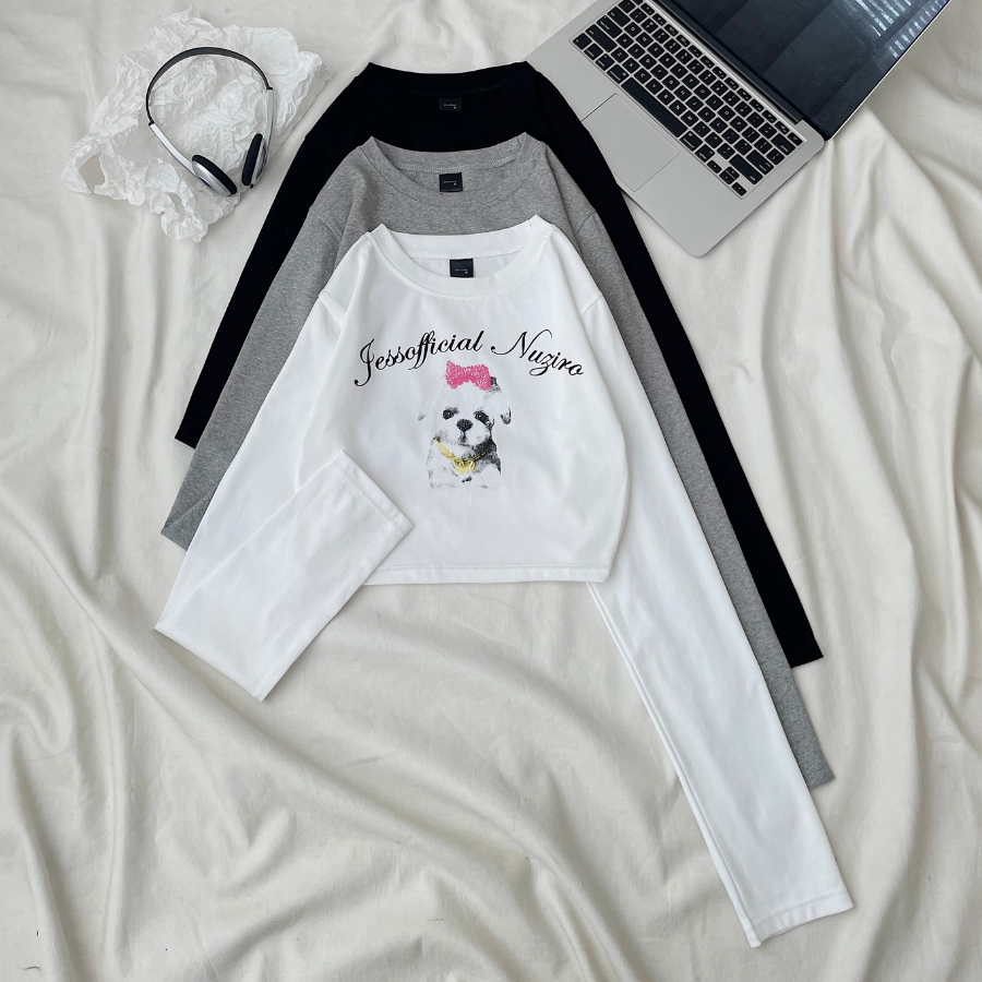 Áo croptop tay dài nữ chất vải borip LYKO 10673 - Jemcloset