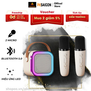 Loa bluetooth karaoke mini k12 sạc pin không dây, âm thanh hay, bass chuẩn kèm 2 míc hát bảo hành 12 tháng pksaigon