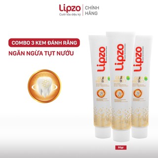 Combo 3 kem đánh răng lipzo gum protect 95gr chống tụt nướu, ngăn ngừa chảy máu chân răng, ngừa khuẩn