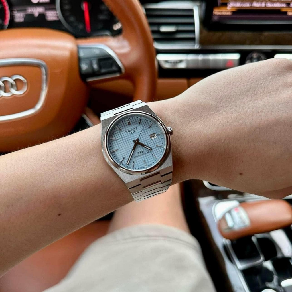 Đồng hồ nam dây thép Tissot PRX Powermatic 80 Green Ice Blue Limited 40mm
