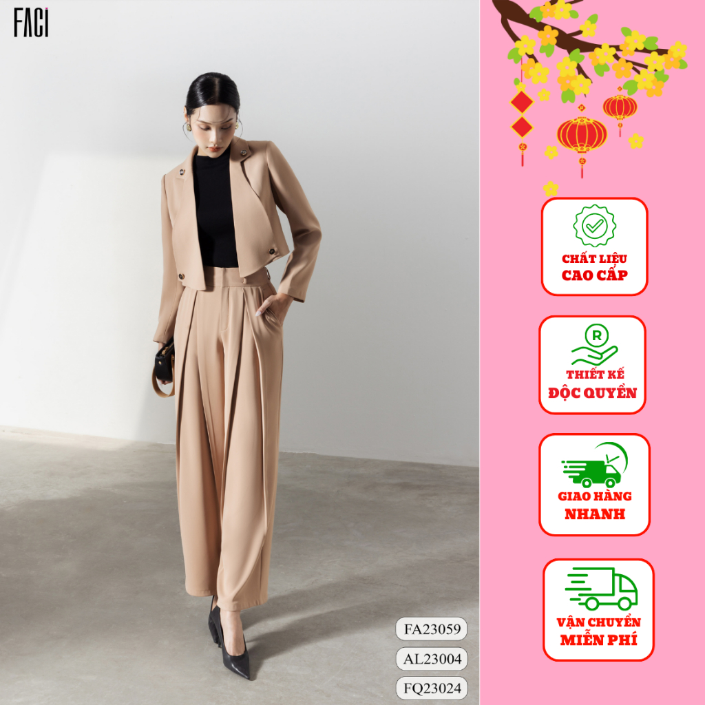 Áo Blazer Croptop FACI hai lớp phong cách Anh Quốc Thu Đông trẻ trung thời thượng Hottrend 2023 FA23059 FQ23024