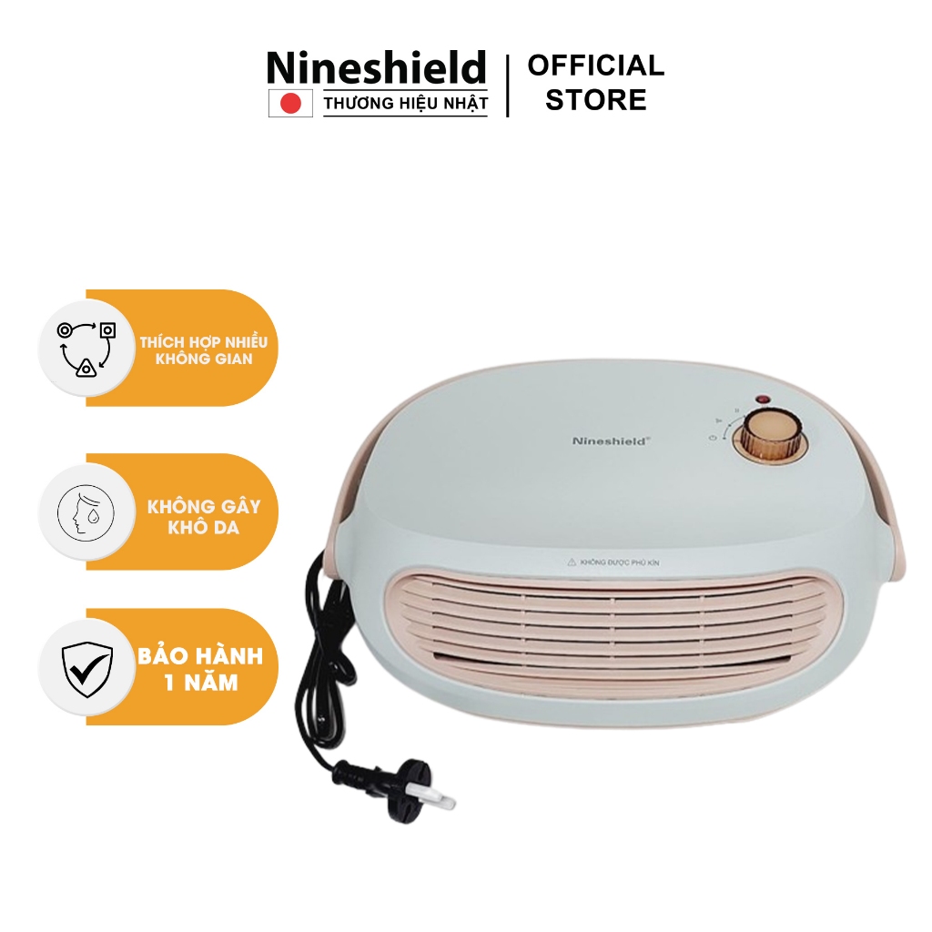 Máy sưởi gốm treo tường, để bàn Nineshield KB-6501 quạt sưởi kết hợp hong khô sấy quần áo - Bảo Hành 1 năm