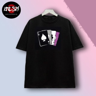 Áo phông unisex cổ tròn in hình lá bài màu đen độc đẹp giá siêu rẻ